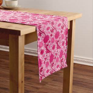 William Morris Jacobean Floral, Fuchsia Pink Short Table Runner