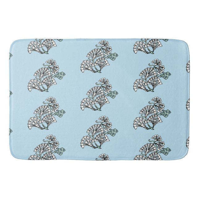 William Morris Jasmine and Leaves Pattern Bath Mat (Front)