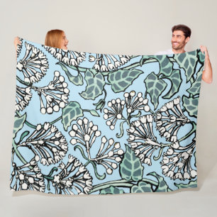 William Morris Jasmine and Leaves Pattern Fleece Blanket