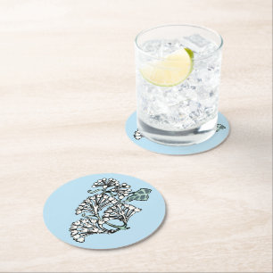 William Morris Jasmine and Leaves Pattern Round Paper Coaster