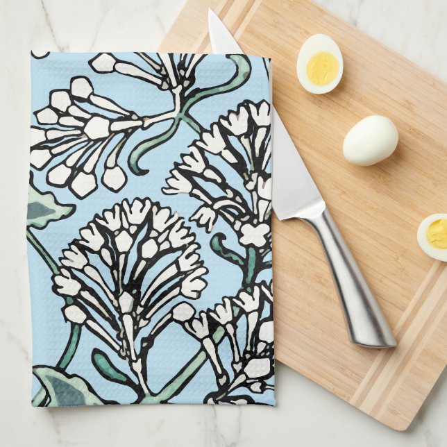 William Morris Jasmine and Leaves Pattern Tea Towel (Quarter Fold)