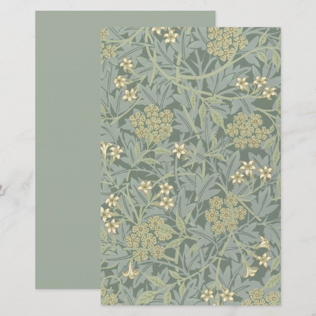 William Morris Jasmine Blue Green Botanical Art (Front/Back)