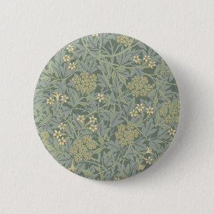 William Morris Jasmine Blue Green Botanical Art 6 Cm Round Badge