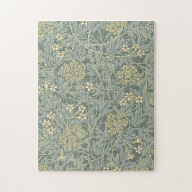 William Morris Jasmine Blue Green Botanical Art Jigsaw Puzzle (Vertical)