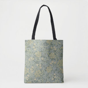 William Morris Jasmine Blue Green Botanical Art Tote Bag