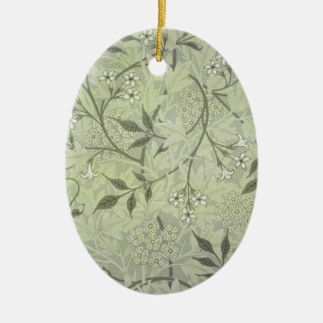William Morris Jasmine Botanical Ceramic Tree Decoration (Front)