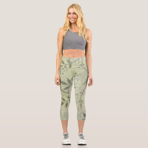 William Morris Jasmine Botanical Vintage Antique Capri Leggings