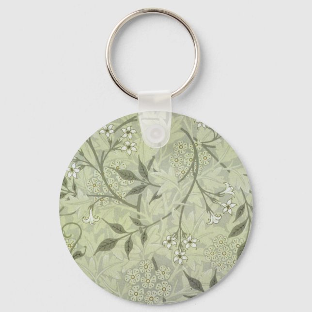 William Morris Jasmine Botanical Vintage Antique Key Ring (Front)