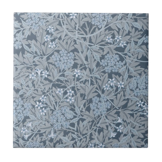 WILLIAM MORRIS "JASMINE" CERAMIC TILE IN BLUE (Front)