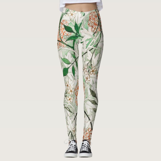 William Morris Jasmine Flower Leggings (Front)