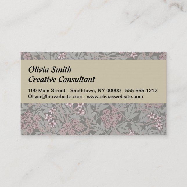 William Morris Jasmine Flower Pattern Business Card (Front)