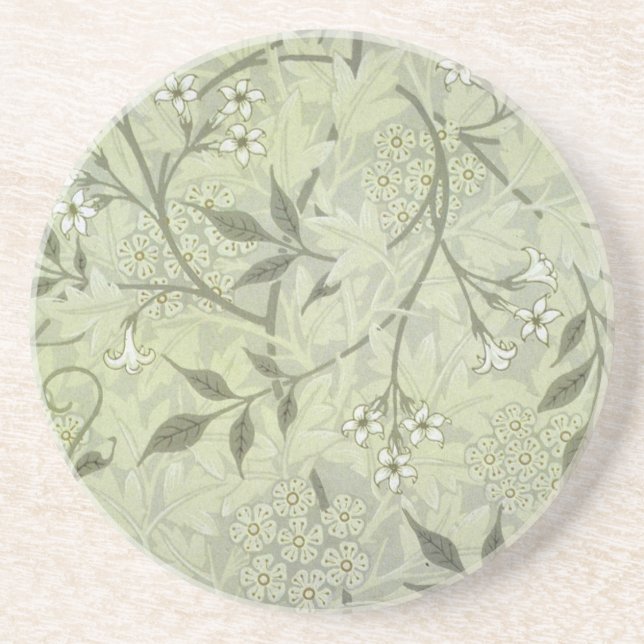 William Morris Jasmine Flower Wallpaper Art Coaster (Front)
