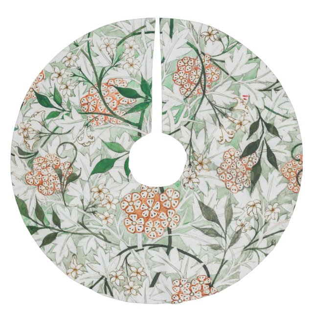 William Morris Jasmine Garden Flower Classic Brushed Polyester Tree Skirt (Front)