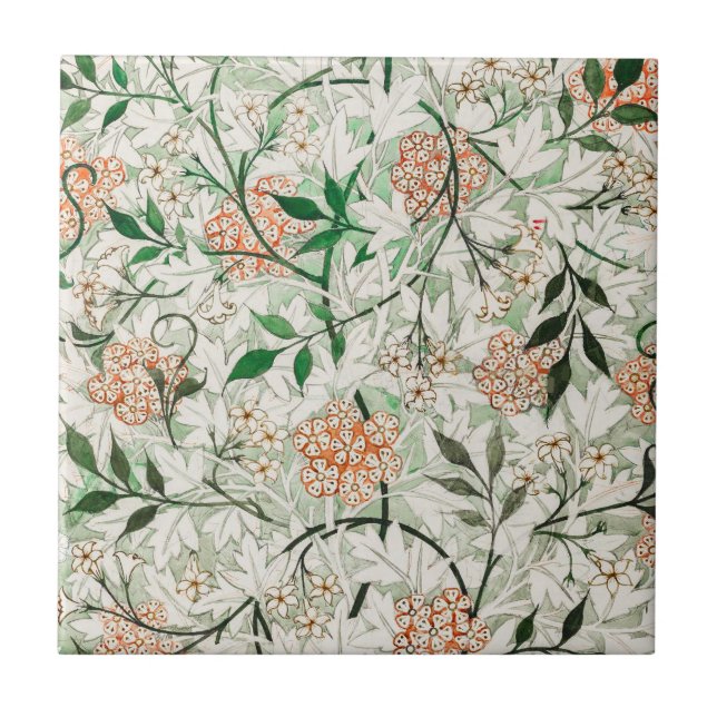 William Morris Jasmine Garden Flower Classic Tile (Front)