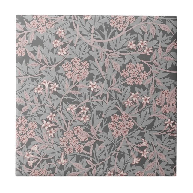 William * Morris Jasmine Pink and Grey  Tile (Front)