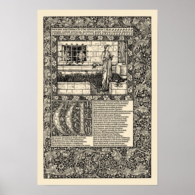 William Morris Kelmscott Press Chaucer Book Leaf Poster (Front)