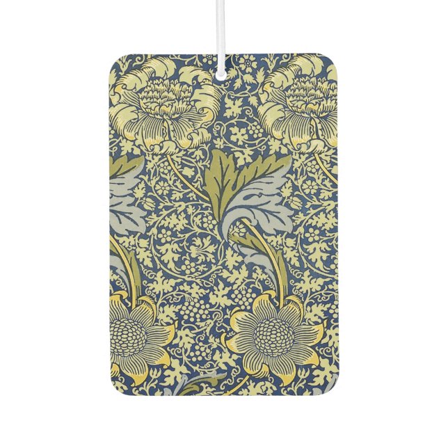 William Morris Kennet Floral Wallpaper Blue Car Air Freshener (Front)
