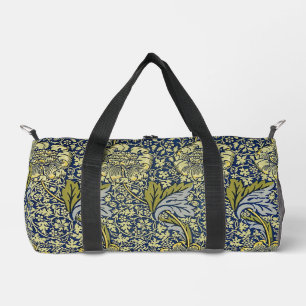 William Morris Kennet Floral Wallpaper Blue Gold Duffle Bag