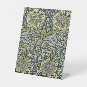 William Morris Kennet Floral Wallpaper Blue Gold Pedestal Sign