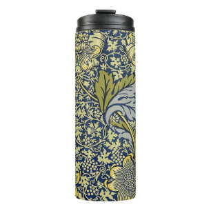 William Morris Kennet Floral Wallpaper Blue Gold Thermal Tumbler