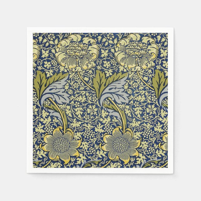 William Morris Kennet Floral Wallpaper Blue Napkin (Front)