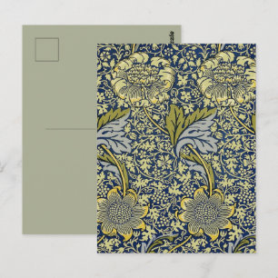 William Morris Kennet Floral Wallpaper Blue Postcard