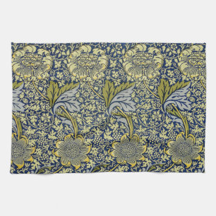 William Morris Kennet Floral Wallpaper Blue Tea Towel