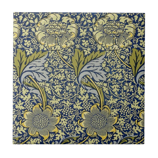 William Morris Kennet Floral Wallpaper Blue Tile (Front)