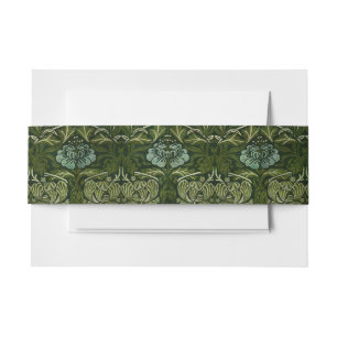 William Morris Large Green Tulip Rose Wallpaper Invitation Belly Band
