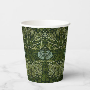William Morris Large Green Tulip Rose Wallpaper Paper Cups