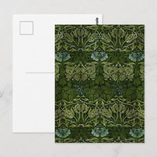 William Morris Large Green Tulip Rose Wallpaper Postcard