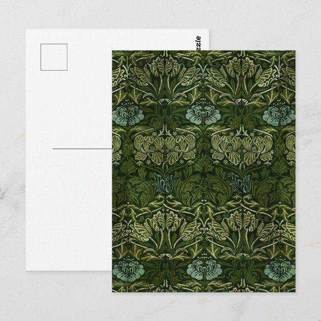 William Morris Large Green Tulip Rose Wallpaper Postcard (Front/Back)