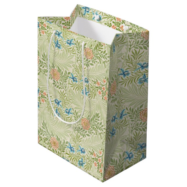 William Morris Larkspur Floral Pattern Medium Gift Bag (Back Angled)