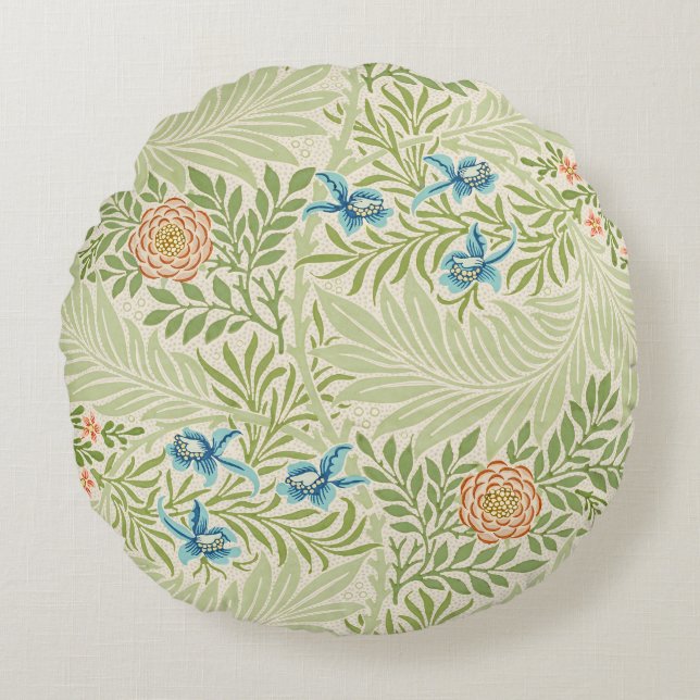 William Morris Larkspur Floral Pattern Round Cushion (Front)