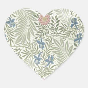 William Morris Larkspur Floral Wallpaper Heart Sticker