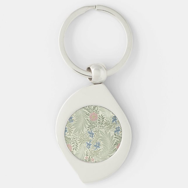 William Morris Larkspur Floral Wallpaper Key Ring (Front)