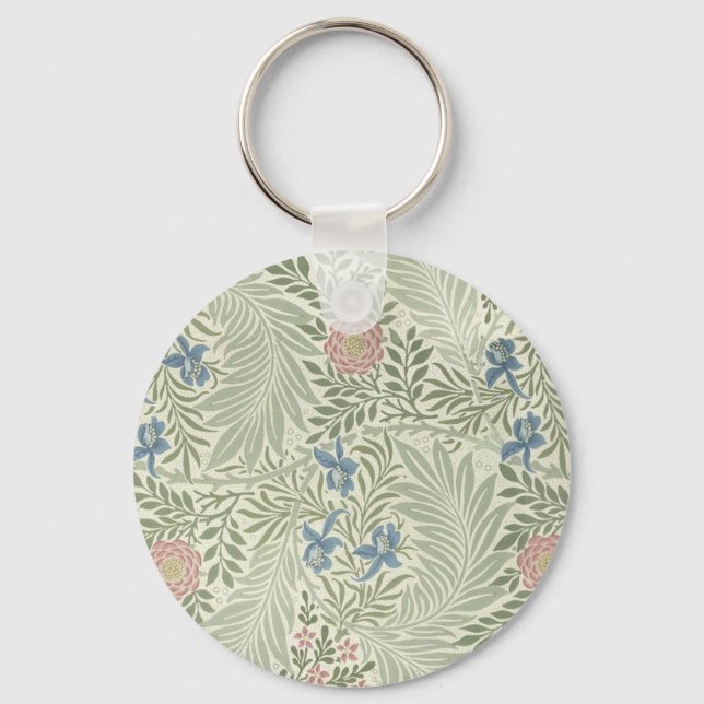 William Morris Larkspur Floral Wallpaper Key Ring (Front)