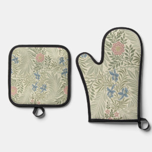 William Morris Larkspur Floral Wallpaper Oven Mitt & Pot Holder Set