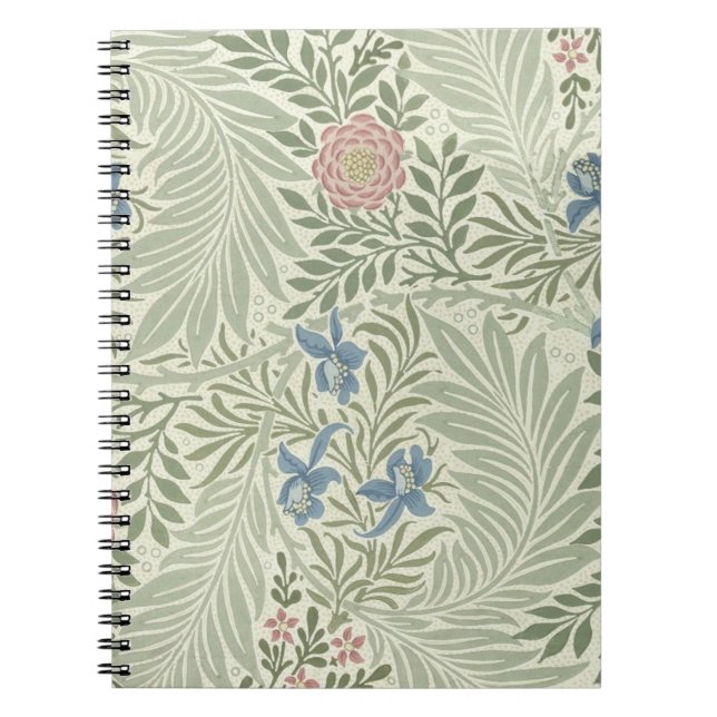 William Morris Larkspur Floral Wallpaper Spiral Notebook (Front)