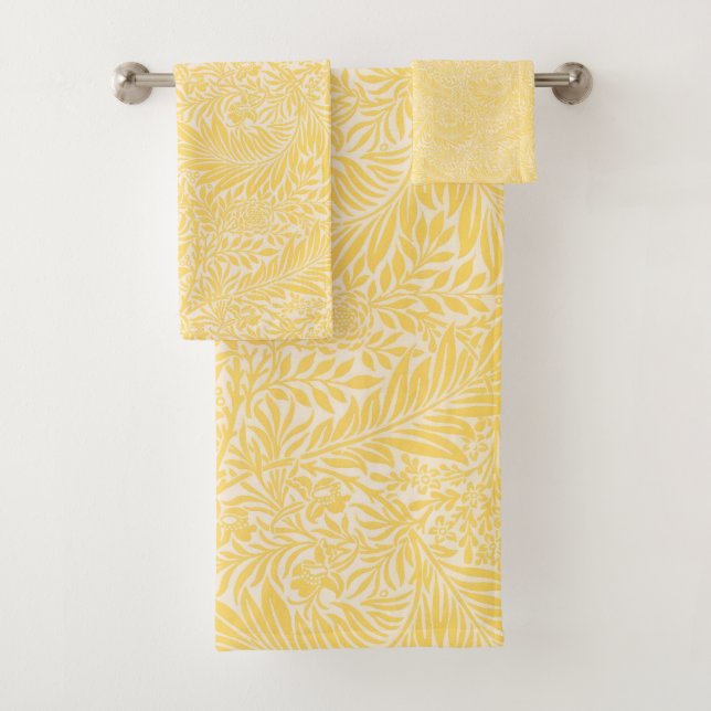 William Morris - Larkspur Leaves & Flower Pattern Bath Towel Set (Insitu)