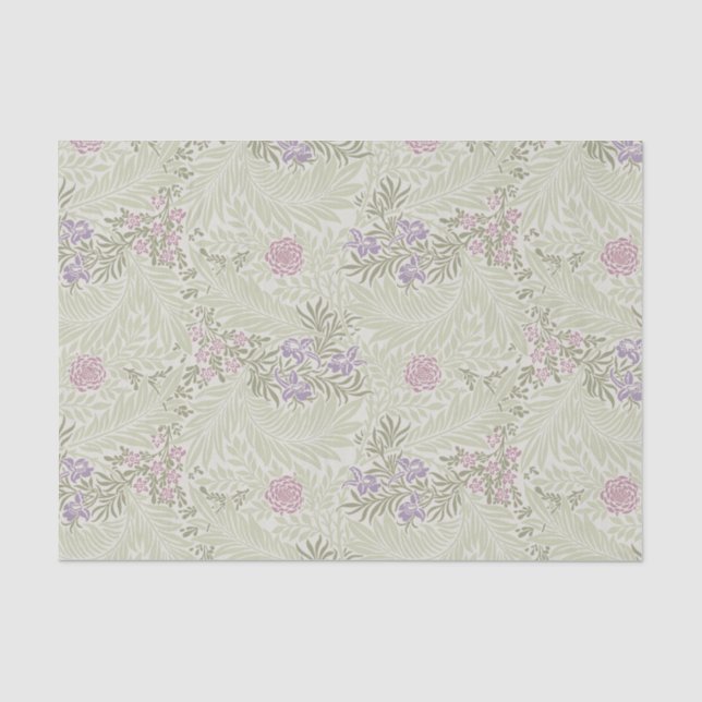 William Morris Lavender & Pink Larkspur Pattern Tissue Paper (Front)