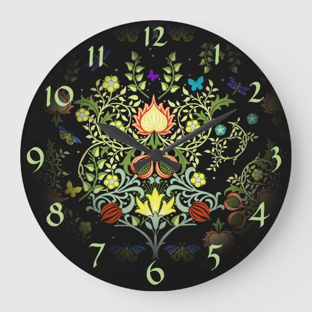 William Morris Leaves And Flowers Large Clock (Front)