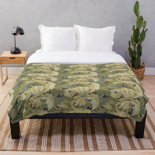 William Morris’ leaves and tendrils Gold & Green Fleece Blanket