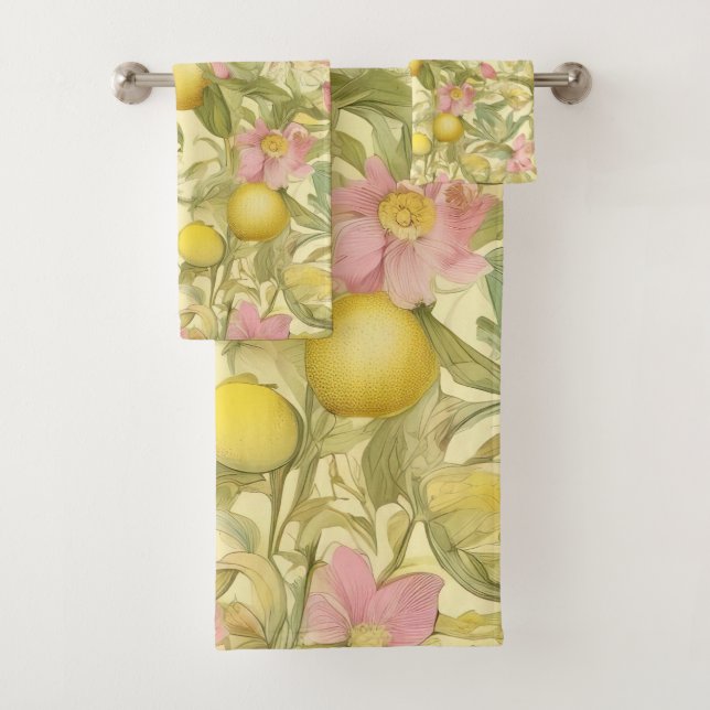 William Morris Lemon & Floral Bath Towel Set (Insitu)