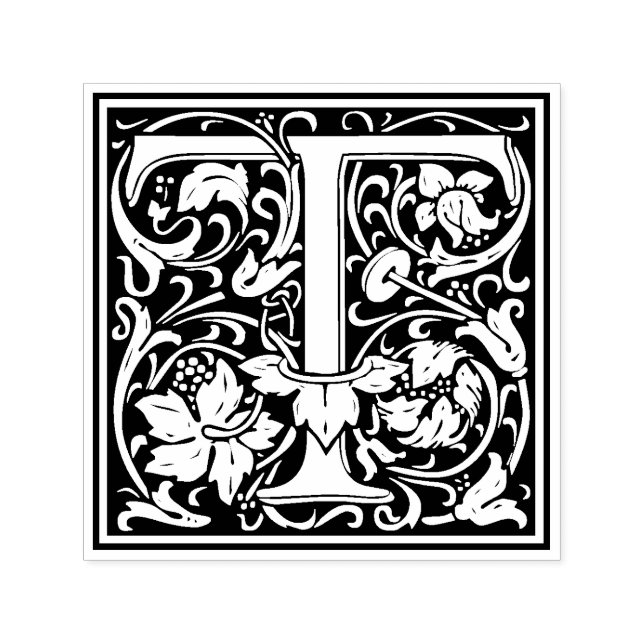William Morris Letter T Victorian Floral Stamp (Design)