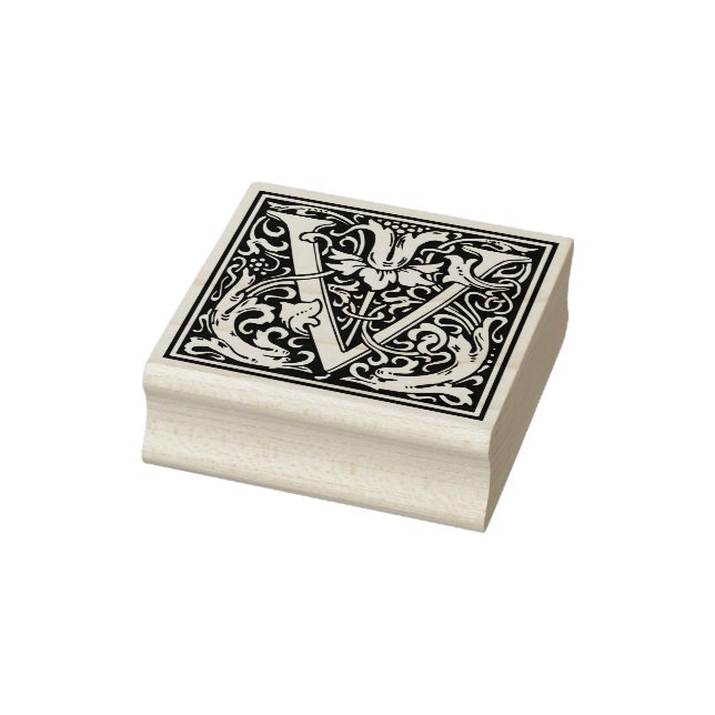 William Morris Letter V Monogram Rubber Stamp (Stamp)
