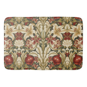 William Morris Lily and Pomegranate Floral pattern Bath Mat