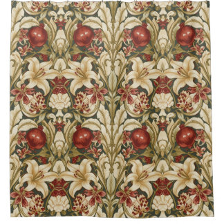 William Morris Lily and Pomegranate Floral pattern Shower Curtain