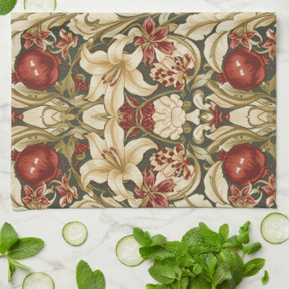 William Morris Lily and Pomegranate Floral pattern Tea Towel