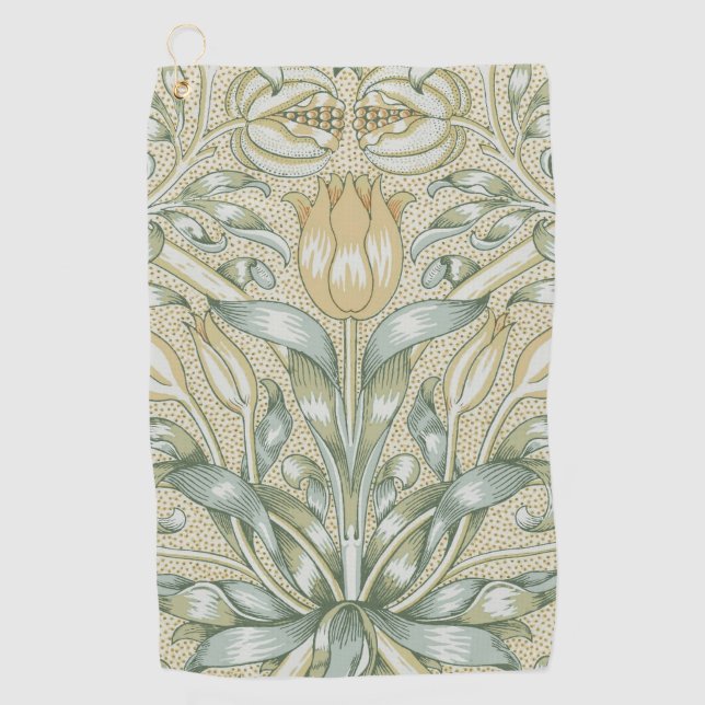 William Morris Lily and Pomegranate Flower Classic Golf Towel (Front)
